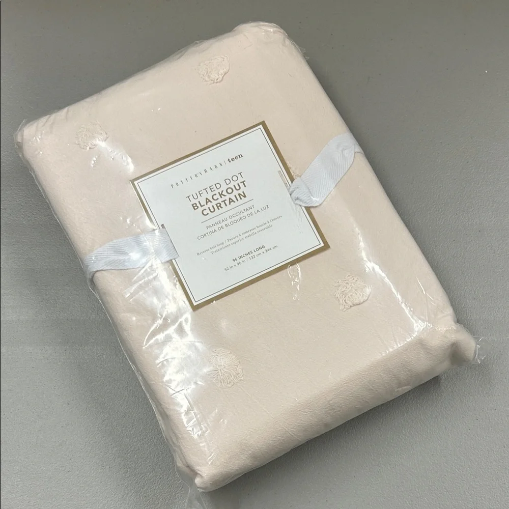 Pottery Barn Tufted Dot Blackout Curtain Window Panel Blush Pink 52